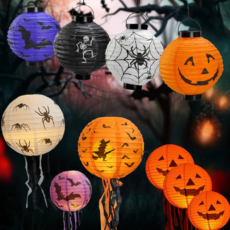 Halloween Paper Lanterns Pumpkin Spider Bat Skeleton Decoration