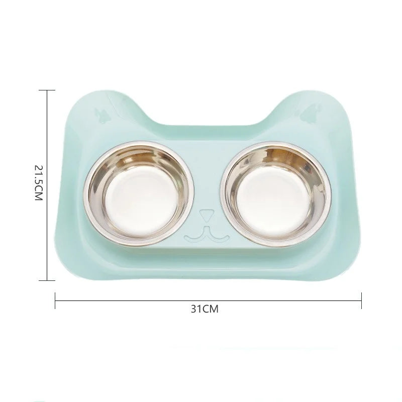 Stainless Steel Double Pet Bowls | Dog Food & Water Feeder