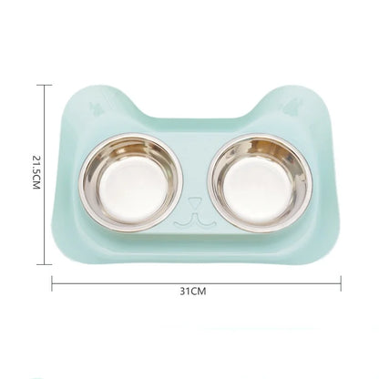 Stainless Steel Double Pet Bowls | Dog Food & Water Feeder