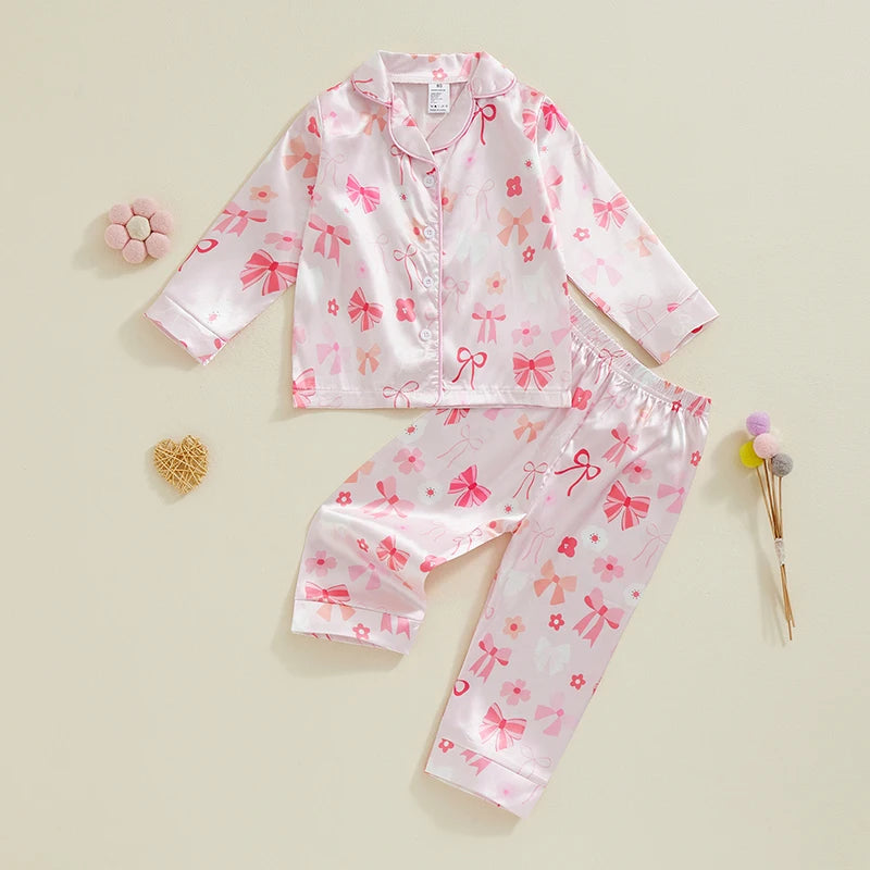 Kids Girls Satin Pajamas Set