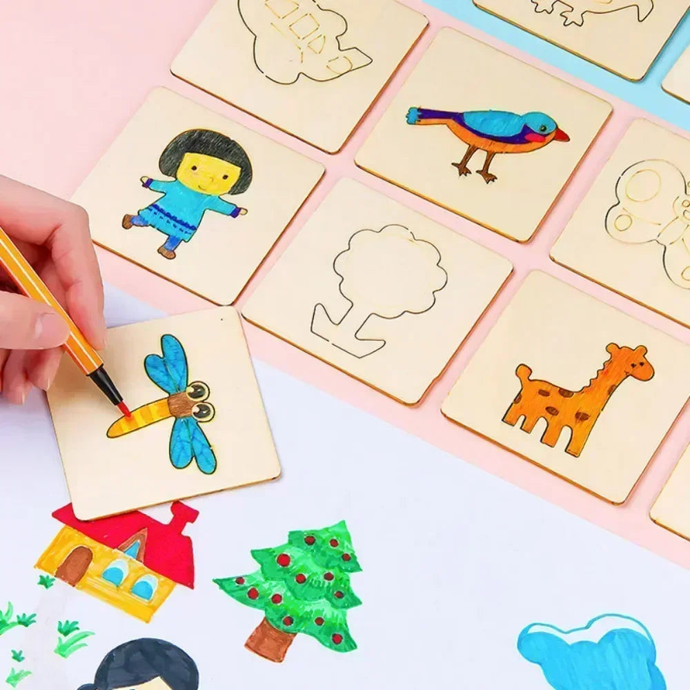 Kids Wooden Drawing Toys – DIY Painting & Craft Templates