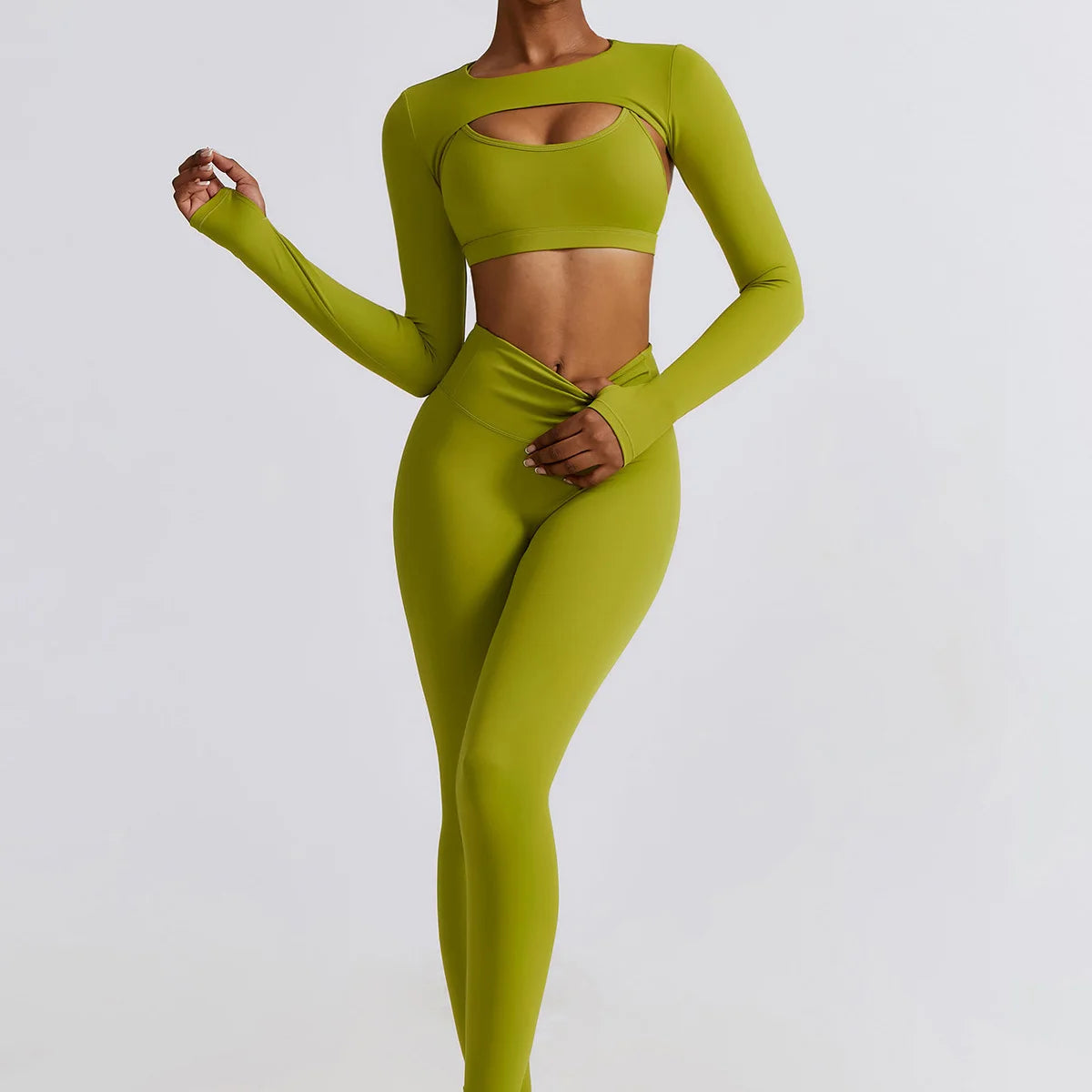 Seamless Tracksuit - Long Sleeve Yoga Set & High Waist Leggings