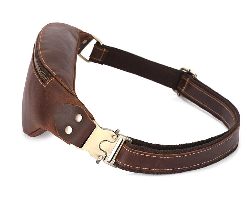 Men's Crazy Horse Leather Belt Bag