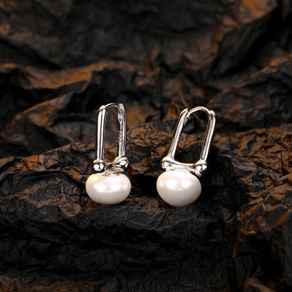 925 Sterling Silver Needle Earrings with Pearl