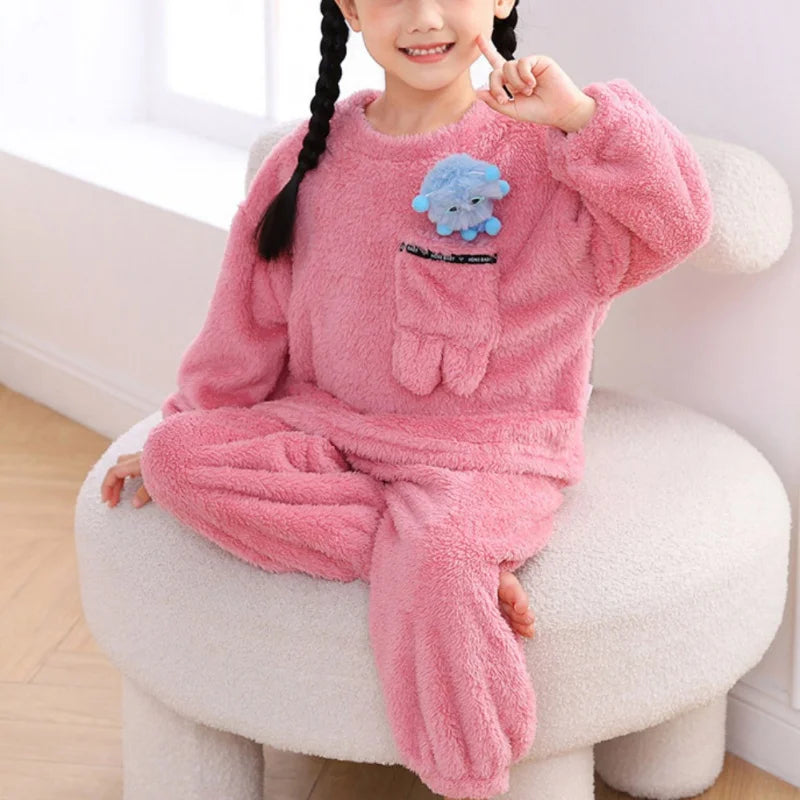 Autumn Winter Baby Pajamas - Thick Plush Long Sleeve 2-Piece Set