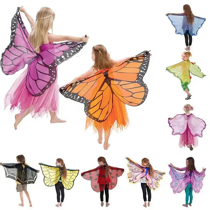 Kids Butterfly Wings Costume | Fairy Shawl & Pixie Mask Set