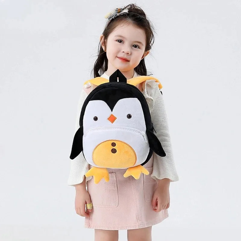 Cute Cartoon Animals Kids Backpack – Adjustable Straps, Plush & Breathable for Kindergarten