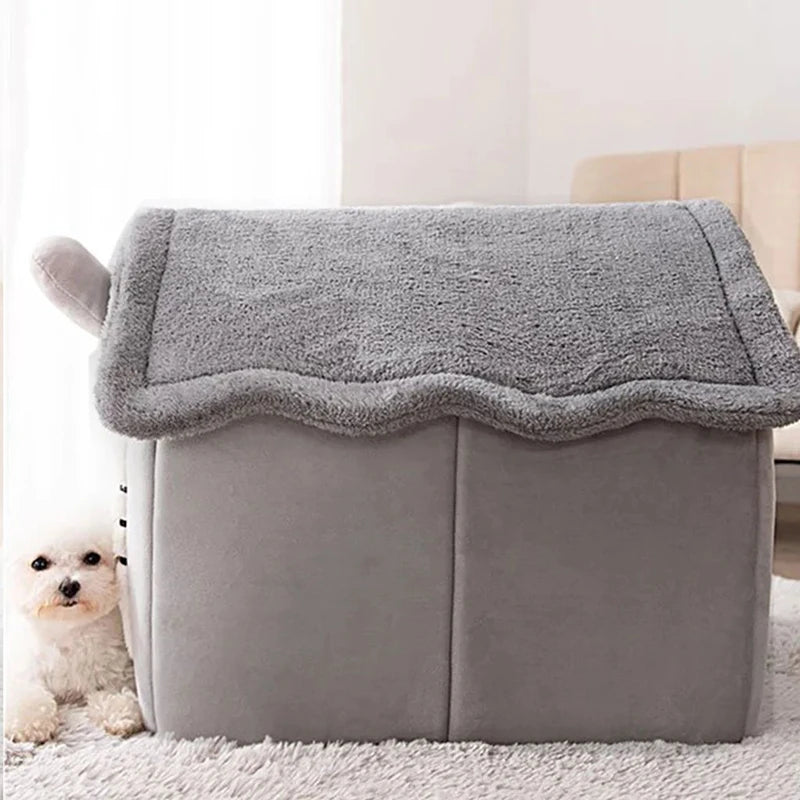 Indoor Warm Dog House | Soft Pet Bed Tent with Removable Cushion