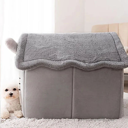 Indoor Warm Dog House | Soft Pet Bed Tent with Removable Cushion