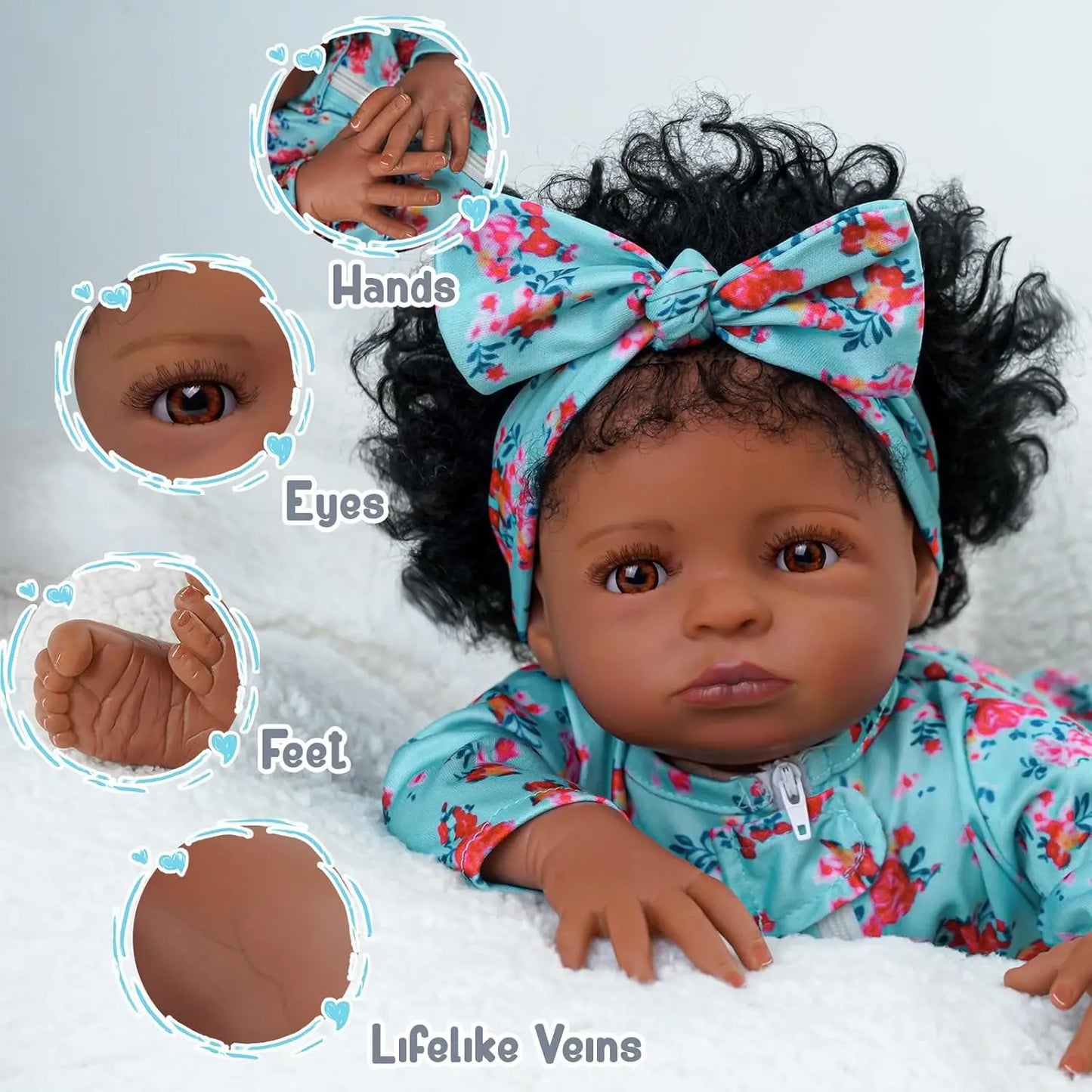 18-Inch Lifelike Black Reborn Girl Doll with Clothes & Toy