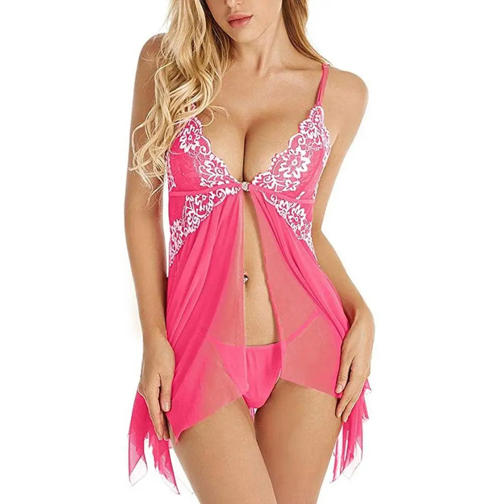 Deep V-Neck Babydoll Nightdress