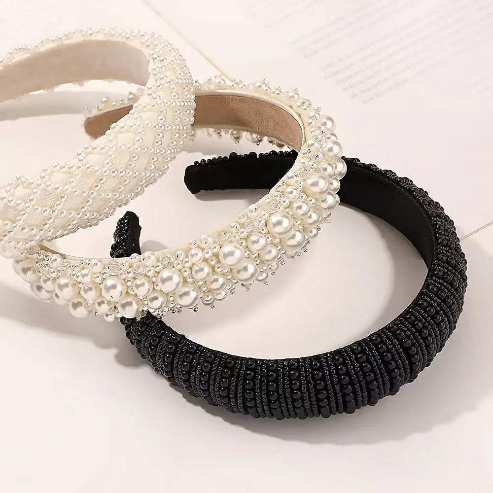 Pearl Decoration Hair Hoop | Stylish Chiffon Hairbands for Women