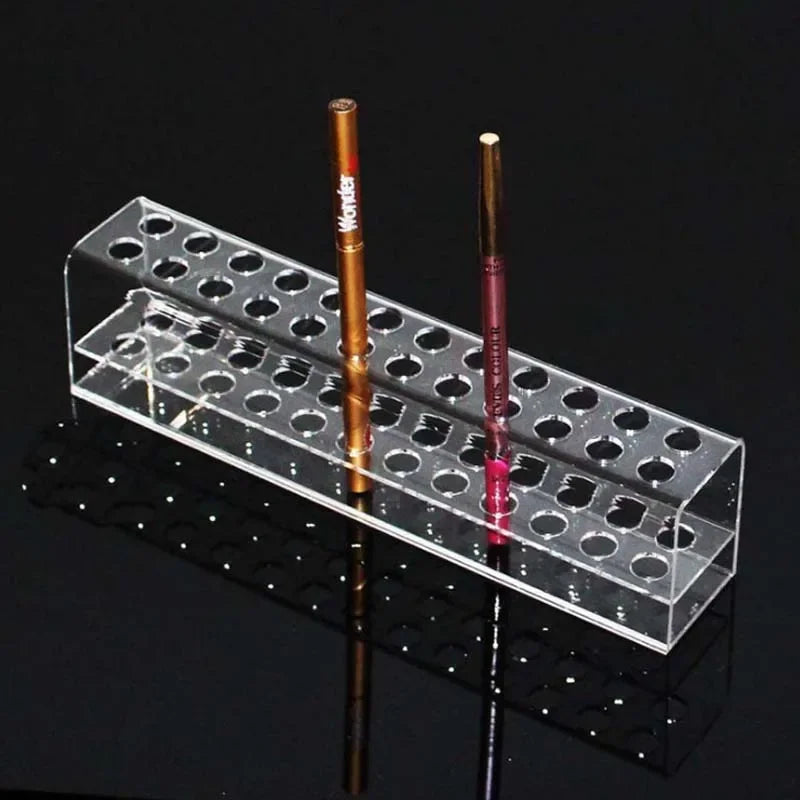 24-Slot Acrylic Makeup Organizer - Eyeliner & Lip Liner Pencil Holder