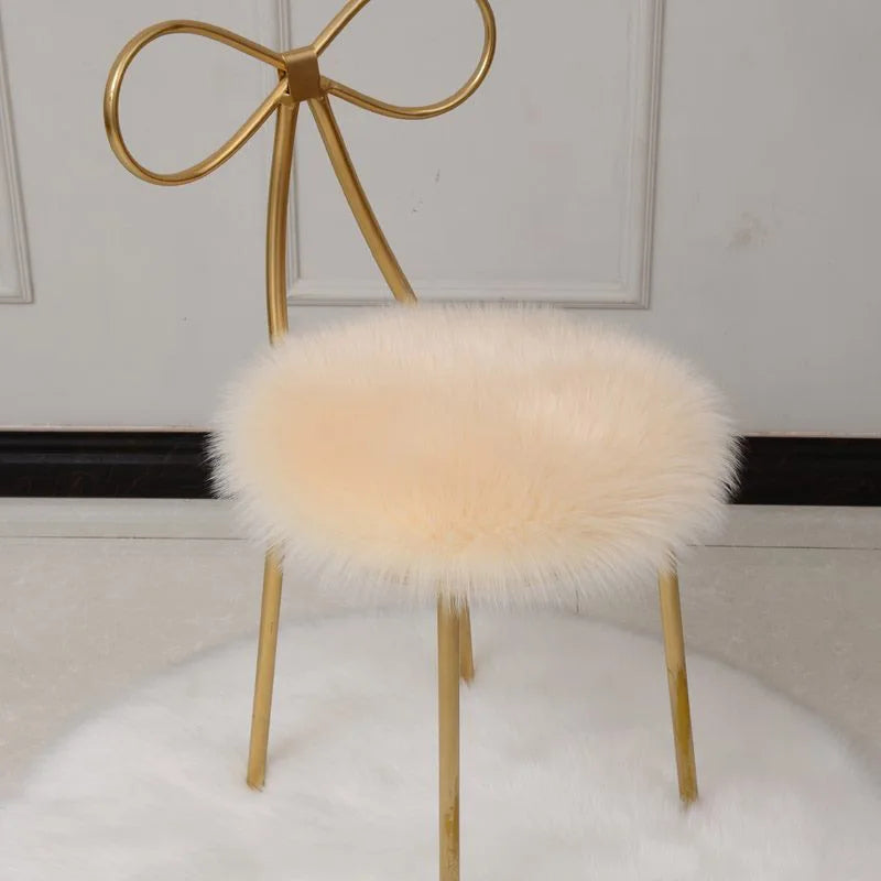 35 cm Faux Fur Round Pillow Cushion | Soft Chair Seat & Home Decor Mat