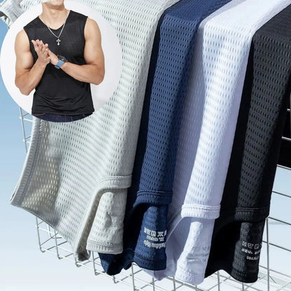 Ice Silk Sleeveless Shirt - Quick-Drying Mesh Tank Top for Men