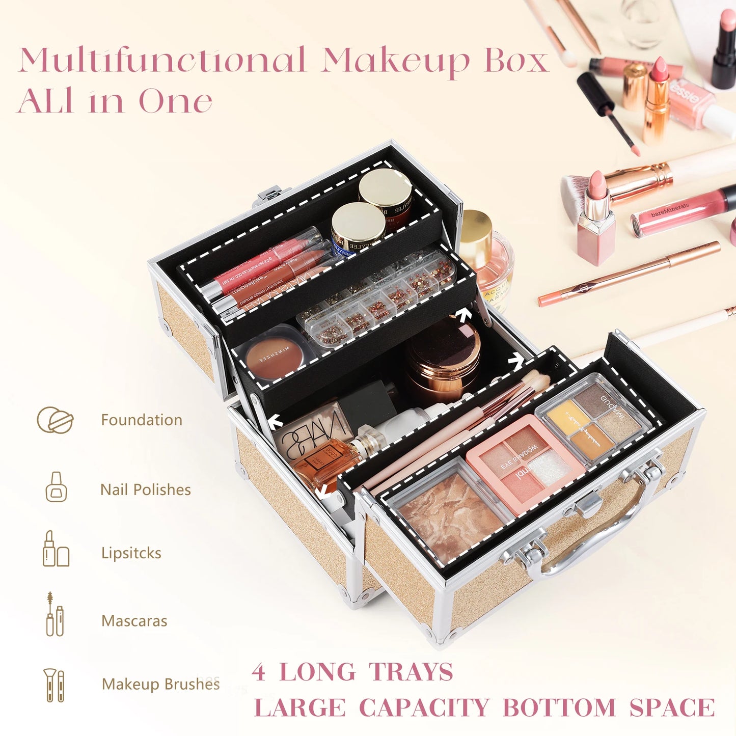 Portable Makeup Box with Lock