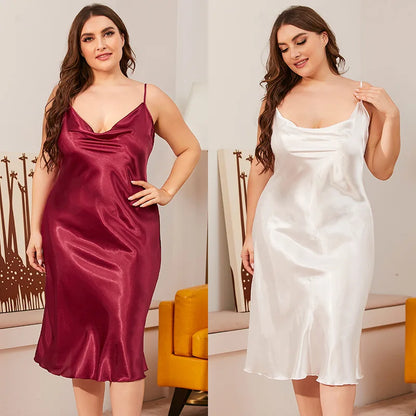 Large Size Ice Silk Nightgown for Women