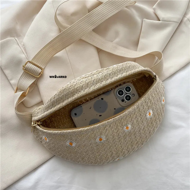 Women's Straw Woven Waist Bag