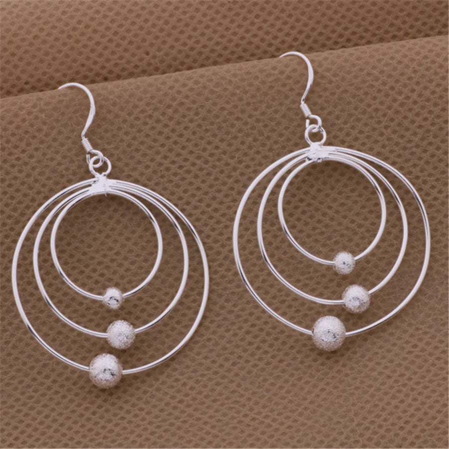 100% 925 Sterling Silver Earrings for Women | Three Circle Beads