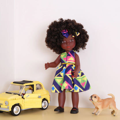 One Piece 14" African American Doll with Curly Hair