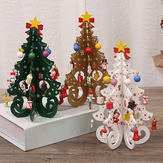 Handcrafted Wooden Christmas Tree Decoration – 3D Tabletop Ornament