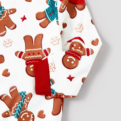 Family Matching Christmas Pajamas Set – Gingerbread Man Allover Print