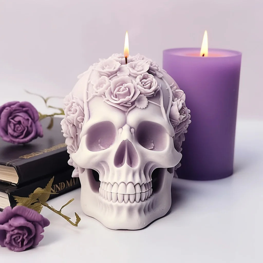 Rose Skull Silicone Candle Mold for DIY Aromatherapy, Soap, Chocolate, Resin Crafts