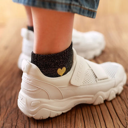 Women Embroidery Love Heart Glitter Socks