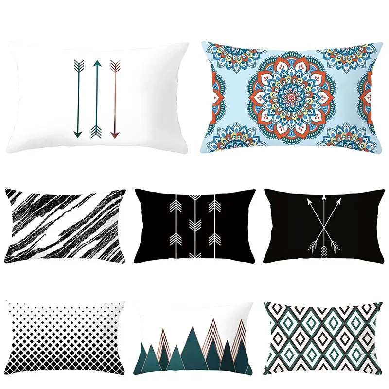 Geometric Pattern Black and White Cushion Cover – Home Decor Pillowcase