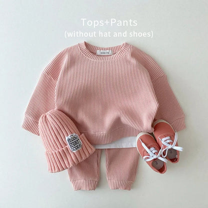 Korean Baby Clothing Set – Waffle Cotton Tracksuit 2PCS