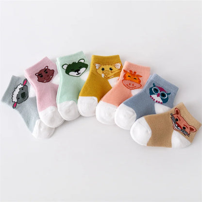 7 Pairs Mesh Thin Cotton Cartoon Infant Sock