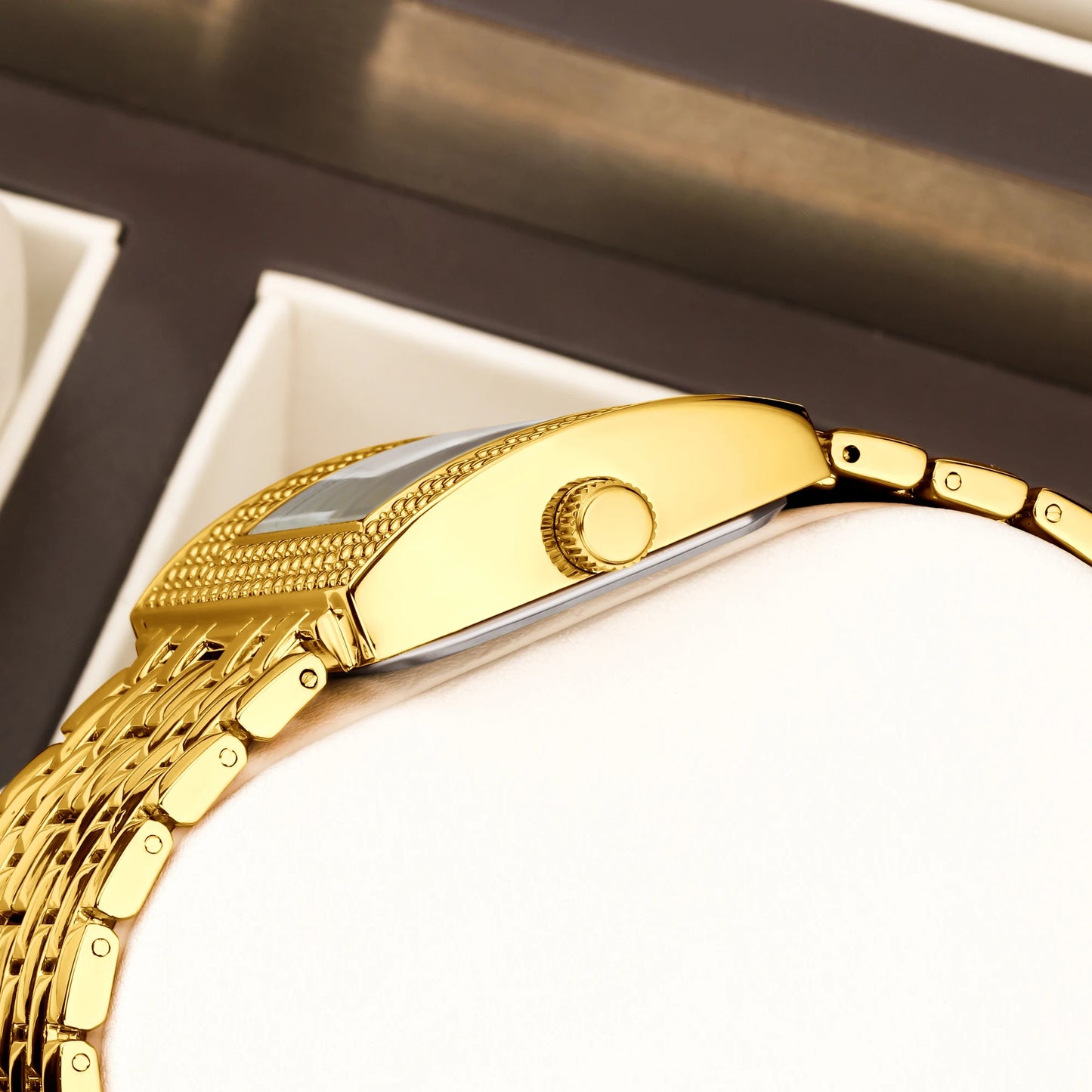 Elegant Gold Ion-Plated Luxury Watch with Box