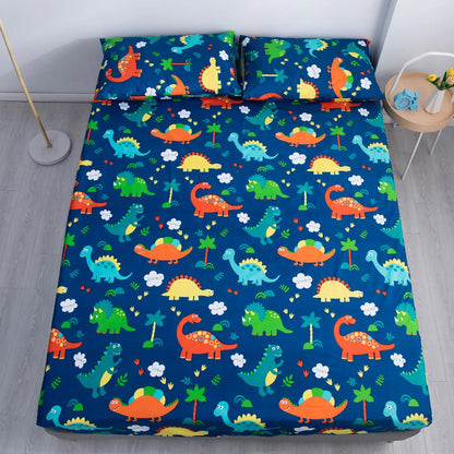 Cartoon Dinosaur Waterproof Fitted Sheet | Elastic Mattress Cover for All Seasons