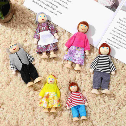 Family Member Dolls Wooden Puppet Toys