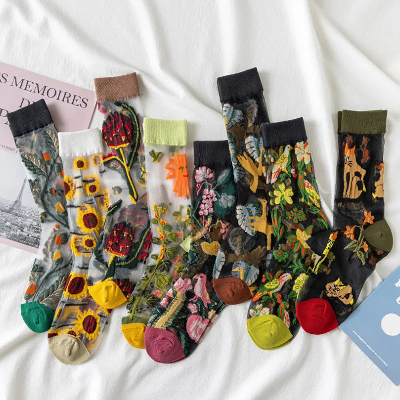 Chic Flower Pattern Casual Socks