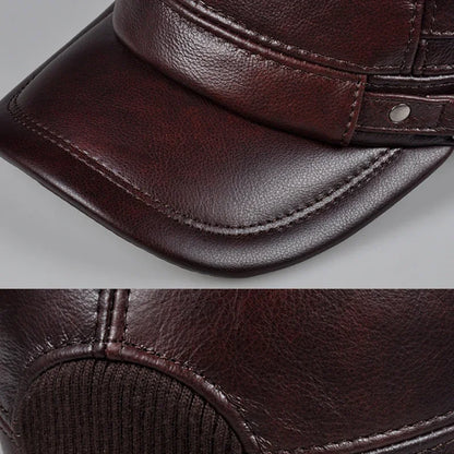 Winter Genuine Leather Men's Flat Cap