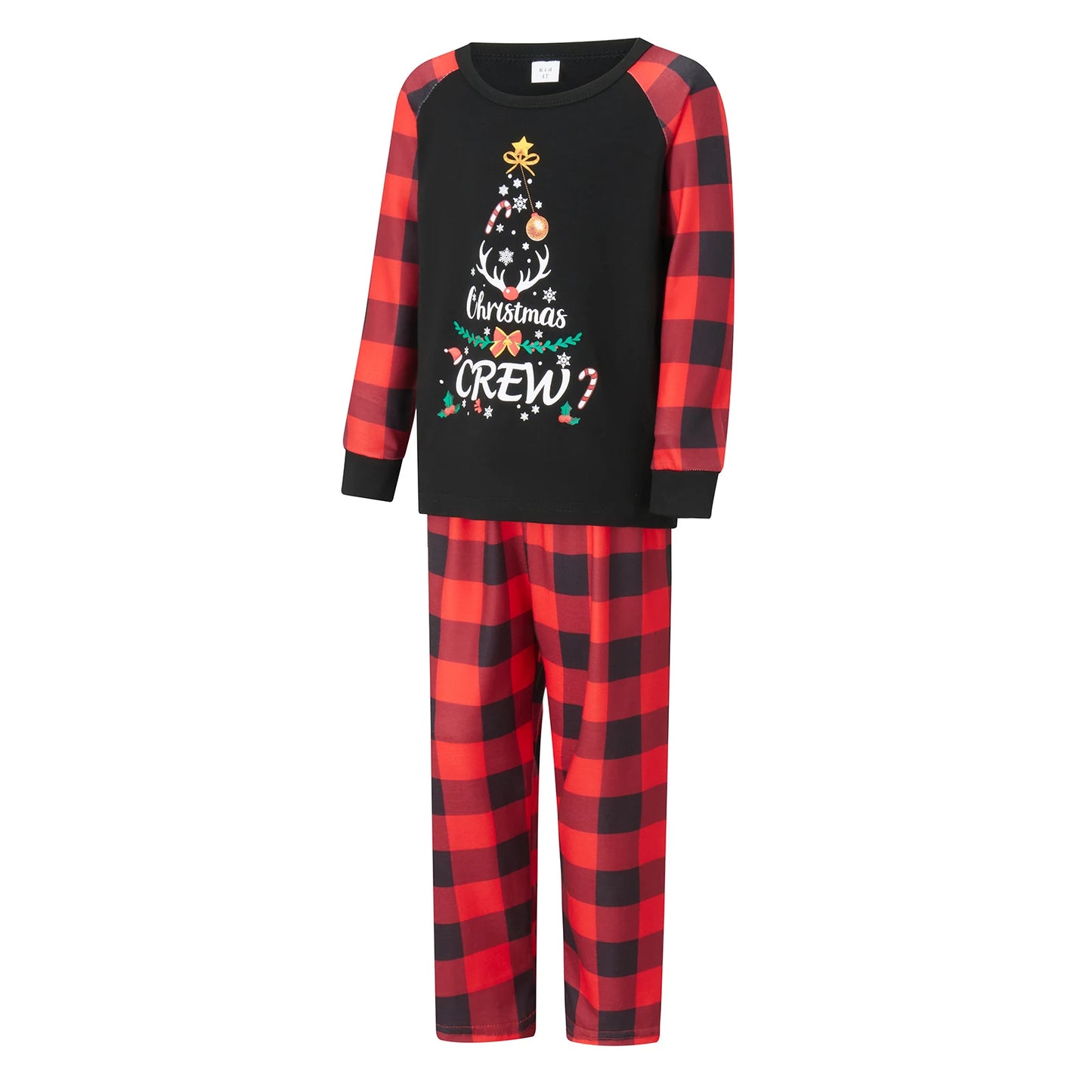 Christmas Family Pajamas Matching Set | Letter Print Tops & Plaid Pants