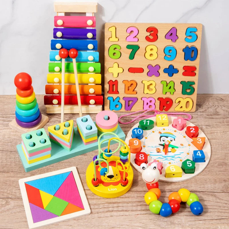 Montessori Wooden Blocks Jigsaw Puzzle – Baby Educational Toy