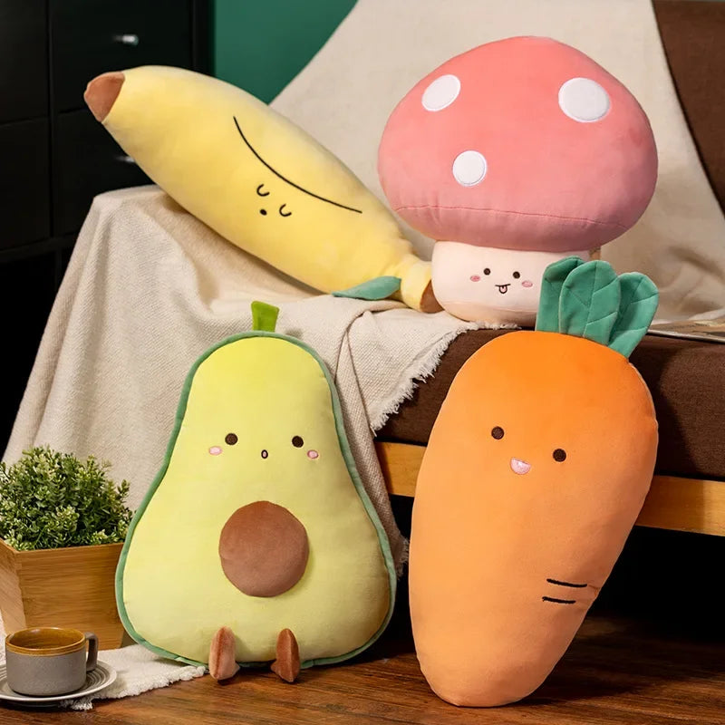 Soft Avocado, Banana, Mushroom & Carrot Plush Toys