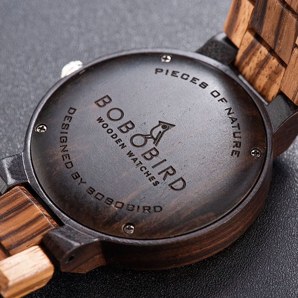 BOBO BIRD Antique Wooden Watch for Men – Date & Week Display Luxury Timepiece