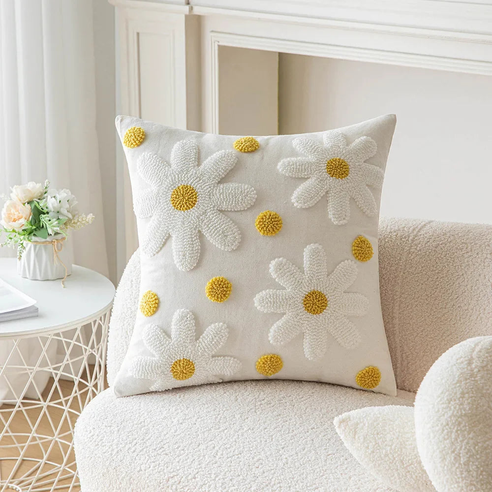 Flower Throw Pillow Covers – 30x50/45x45cm Square Sofa Cushion Cases