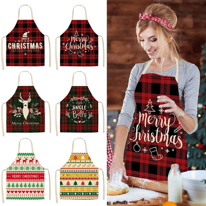 Linen Merry Christmas Apron – Festive Kitchen Decor