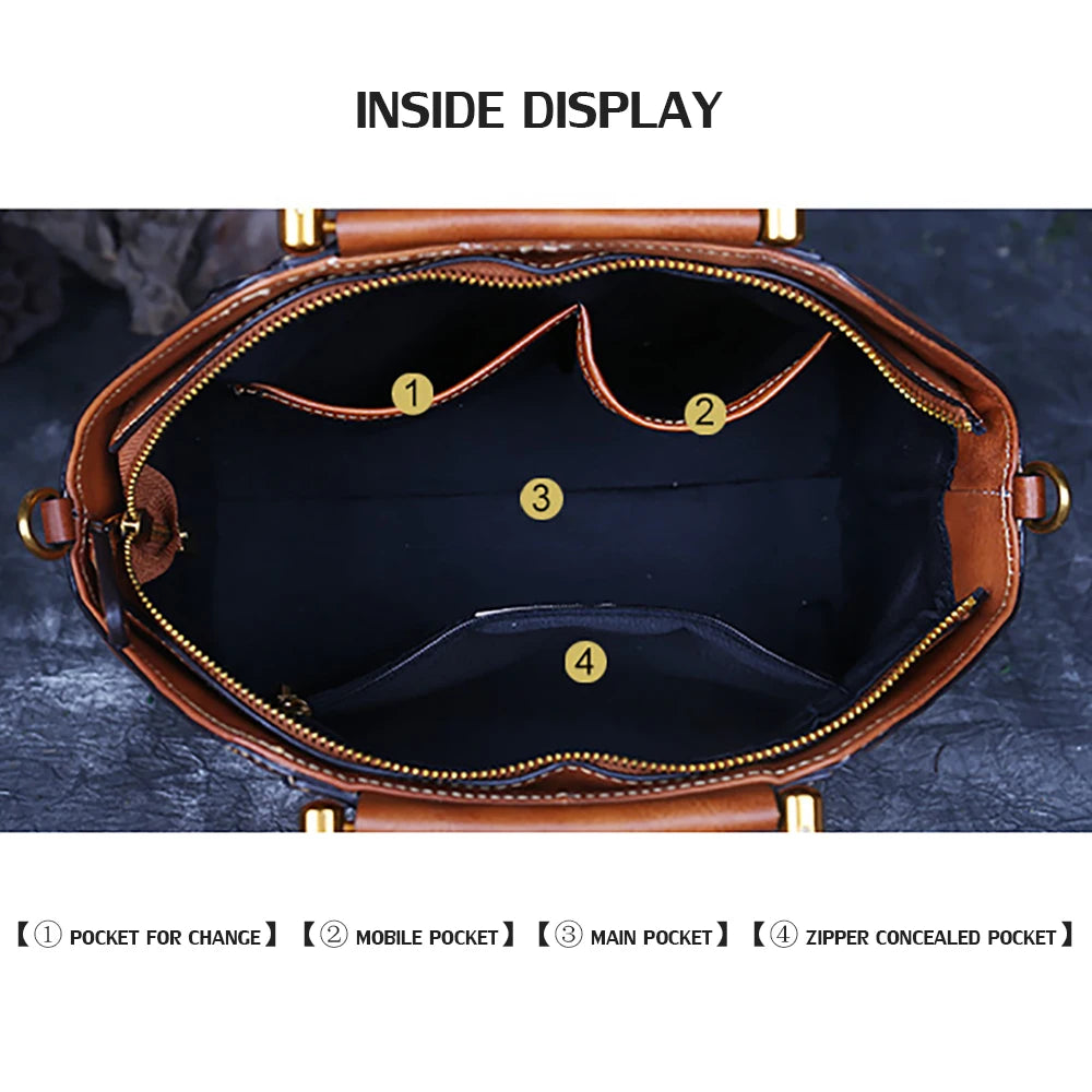 Genuine Embossed Leather Messenger Bag