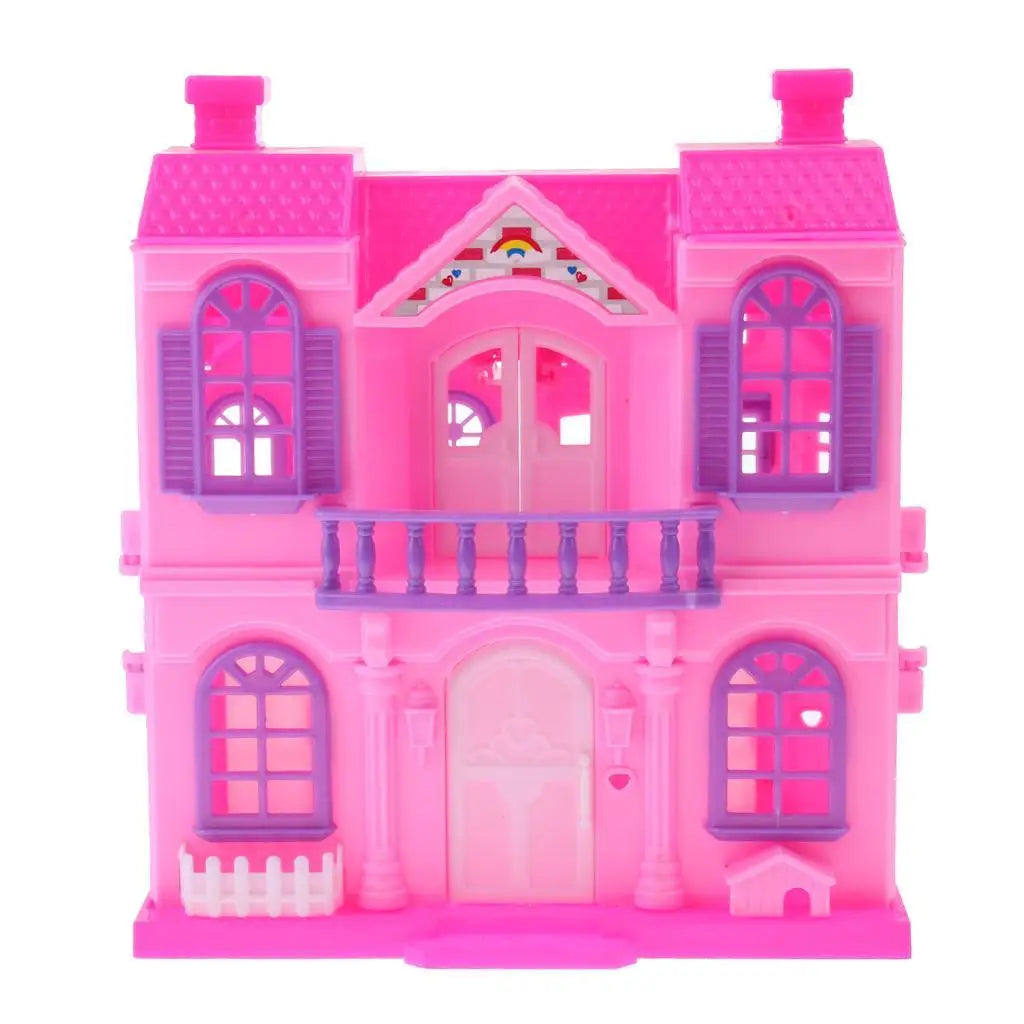 2-Storey Doll Mini Villa Dream House for Barbie - Kids Pretend Play Toy