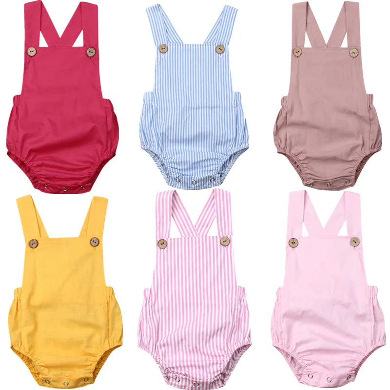 11-Color Newborn Infant Bodysuit – Summer Button Jumpsuit