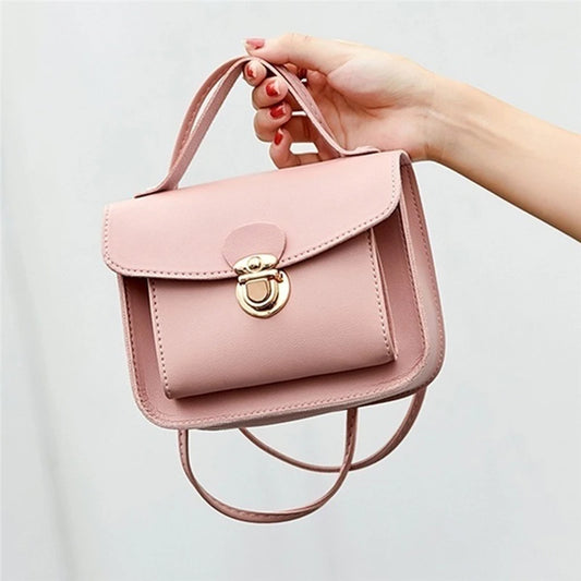 Solid Color Leather Crossbody Bags