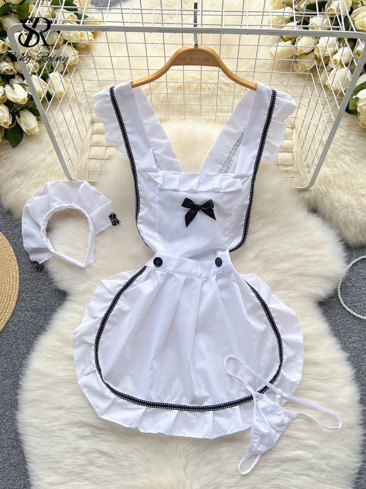 One Size Sweet Bow Ruffles Sleeveless Night Dress for Women