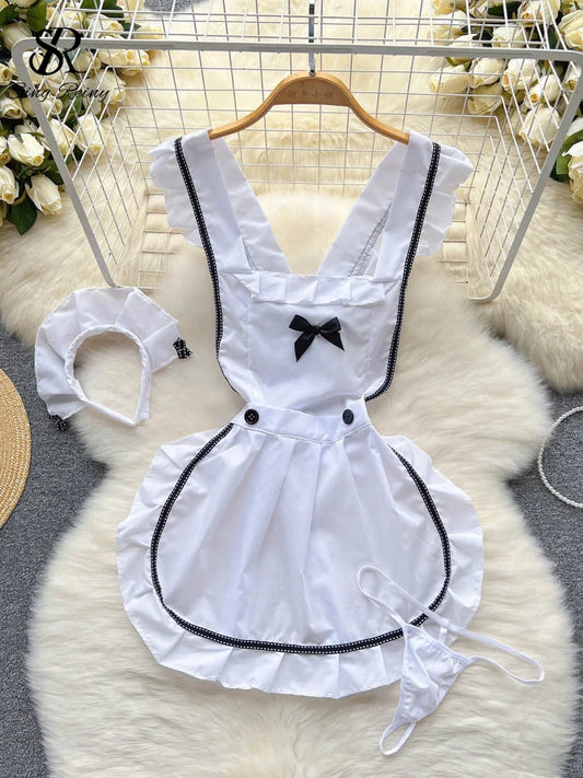 One Size Sweet Bow Ruffles Sleeveless Night Dress for Women