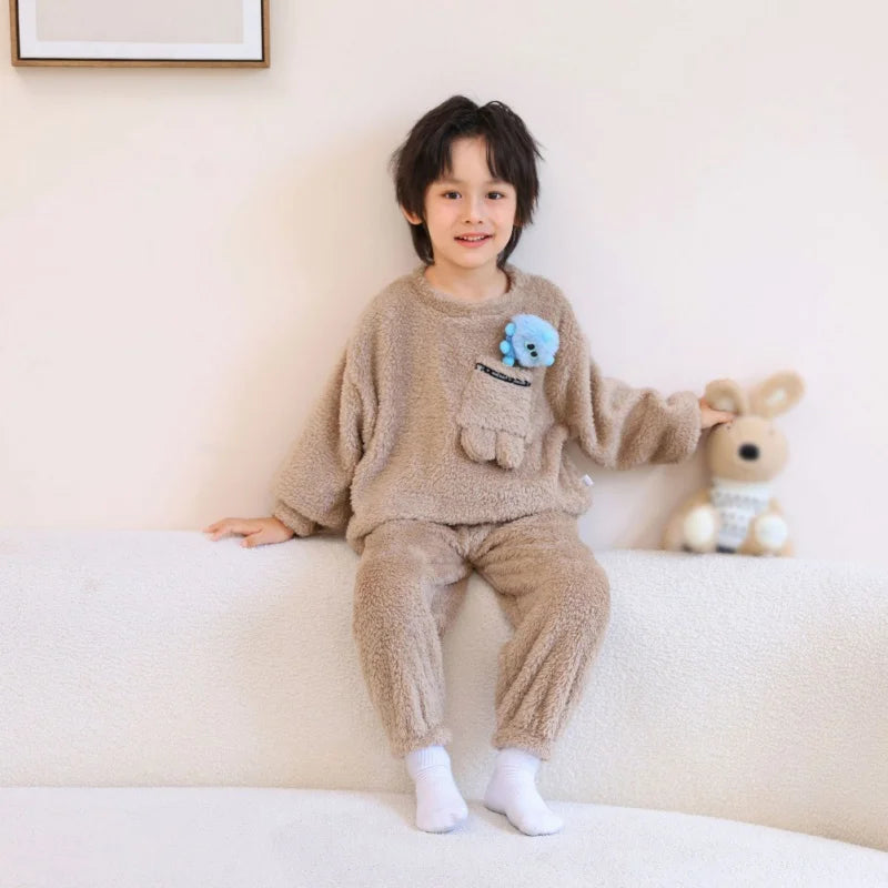 Autumn Winter Baby Pajamas - Thick Plush Long Sleeve 2-Piece Set