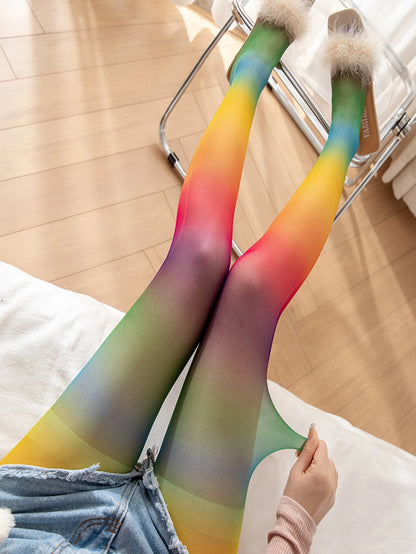 Colorful Rainbow Striped Pantyhose